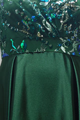 Curveins Plus Size V Neck Sequin Floral Patchwork Elegant Flowy Maxi Dress