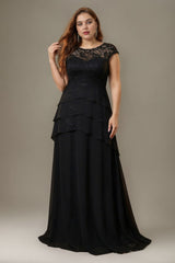 Curveins Plus Size Round Neck Chiffon Cross Ruffle A-Line Sheer Elegant Maxi Dress