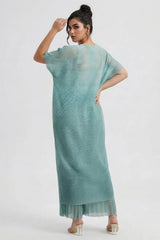 Curveins Plus Size Round Neck Short Sleeve Robe and Wide-Leg Pants Set