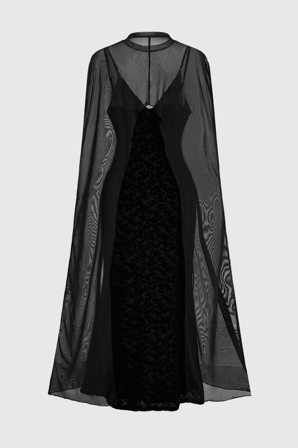 Curveins Plus Size Flattering V-Neck Cape Style Sleeveless Velvet Maxi Dress