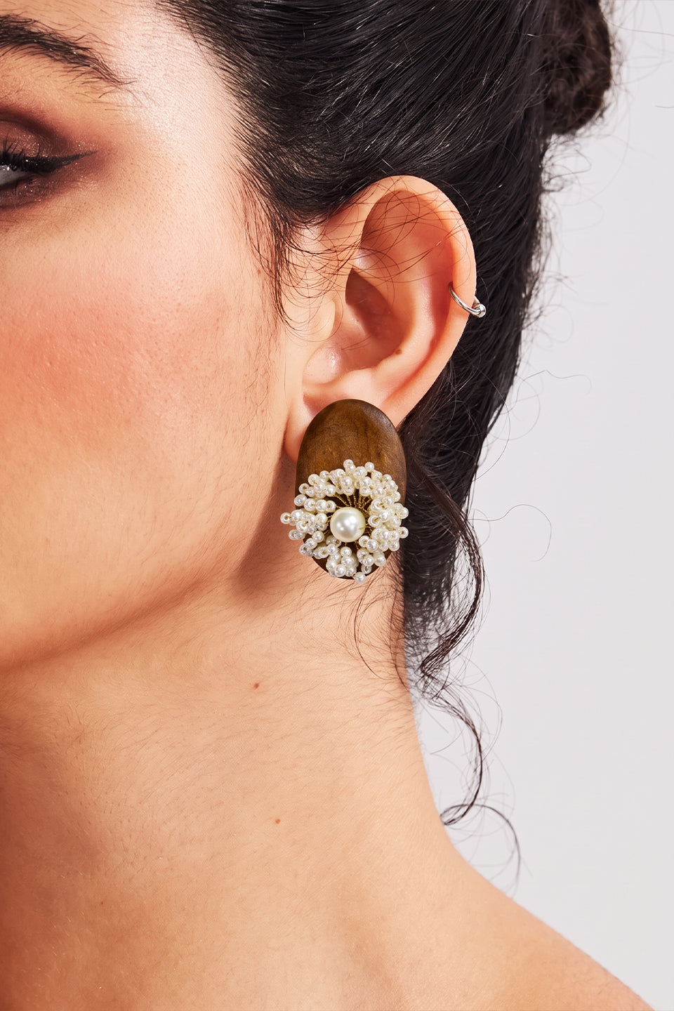Curveinse Floral Seed Bead Wooden Boho Statement Earrings