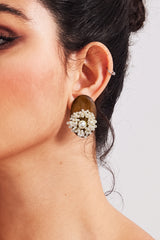 Curveinse Floral Seed Bead Wooden Boho Statement Earrings