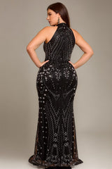 Curveins Plus Size Sleeveless Sequin Pattern Maxi Dress