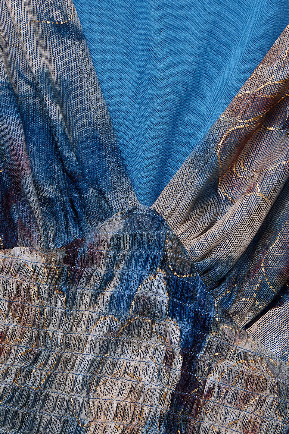 Curveins Plus Size V Neck Long Sleeve Floral Waist Maxi Dress