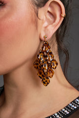 Curveinse Leopard Print Leaf Tassel Boho Statement Earrings