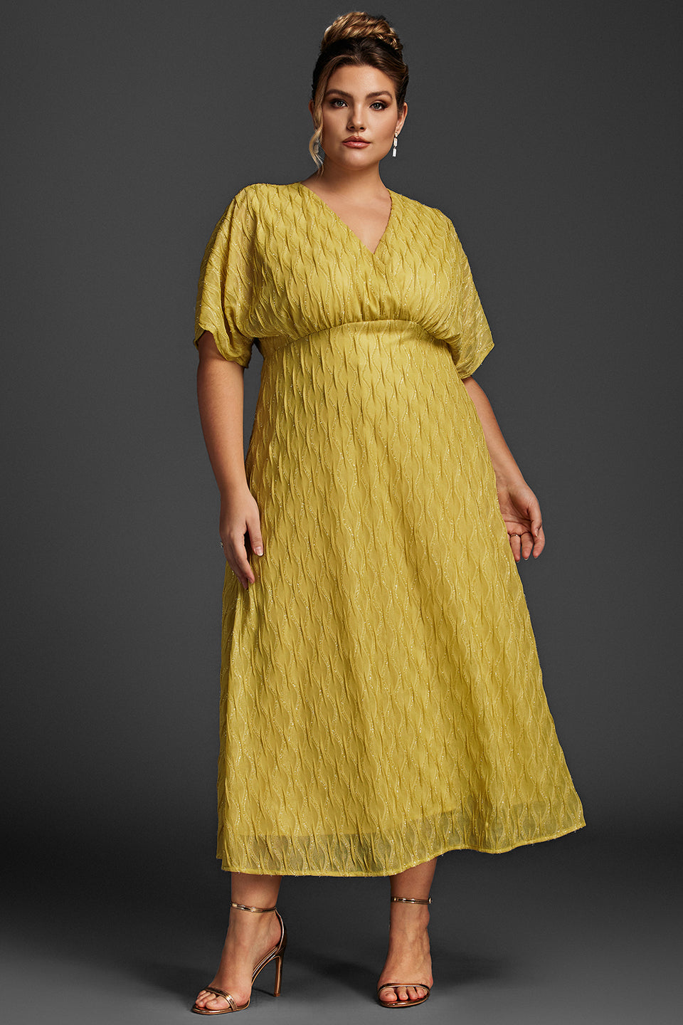 Curveins Plus Size Surplice Ruched Dress