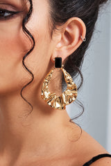 Curveinse Sculptural Irregular Metallic Teardrop Statement Earrings