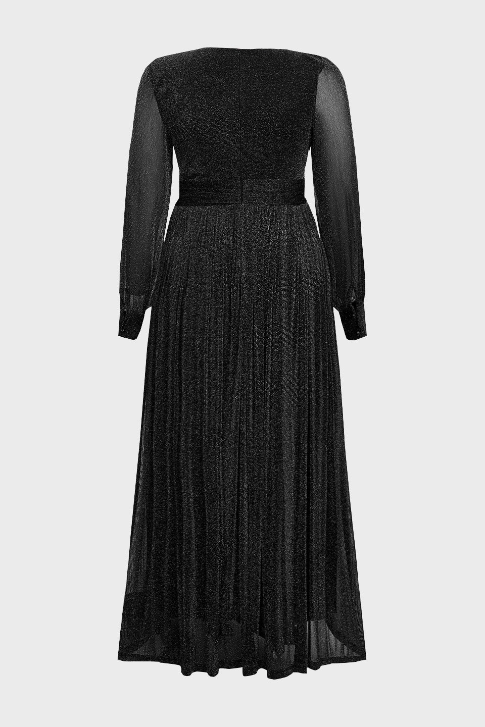 Curveins Plus Size V-Neck Lantern Sleeve Slit Hem Maxi Dress
