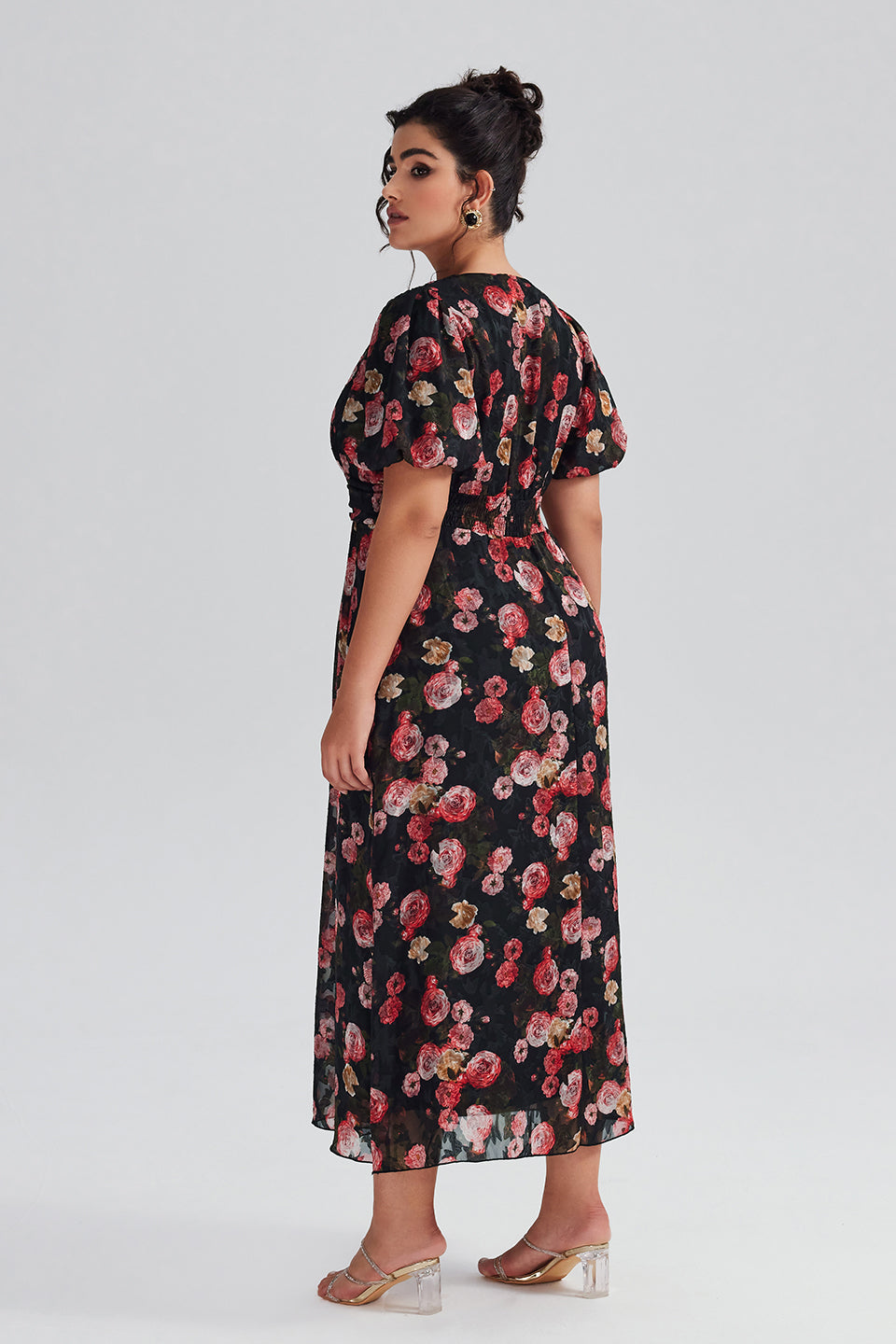 Curveins Plus Size Random Floral Printed Maxi Dress