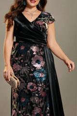 Curveins Plus Size Sparkling Sequin V-Neck Curve-Hugging Maxi Dress