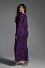 Curveins Plus Size Sequin Slit Sexy Maxi Dress