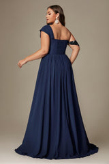 Curveins Plus Size Asymmetric One-Shoulder Sequin Side-Slit Maxi Dress