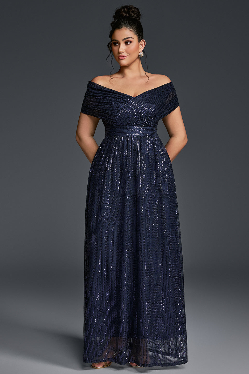 Curveins Plus Size V-Neck Sequin Maxi Dress Curveins Plus Size V-Neck Sequin Maxi Dress