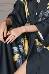 Curveins Plus Size Satin Ice Silk Cooling Lightweight Loose Fit Robe Nightwear