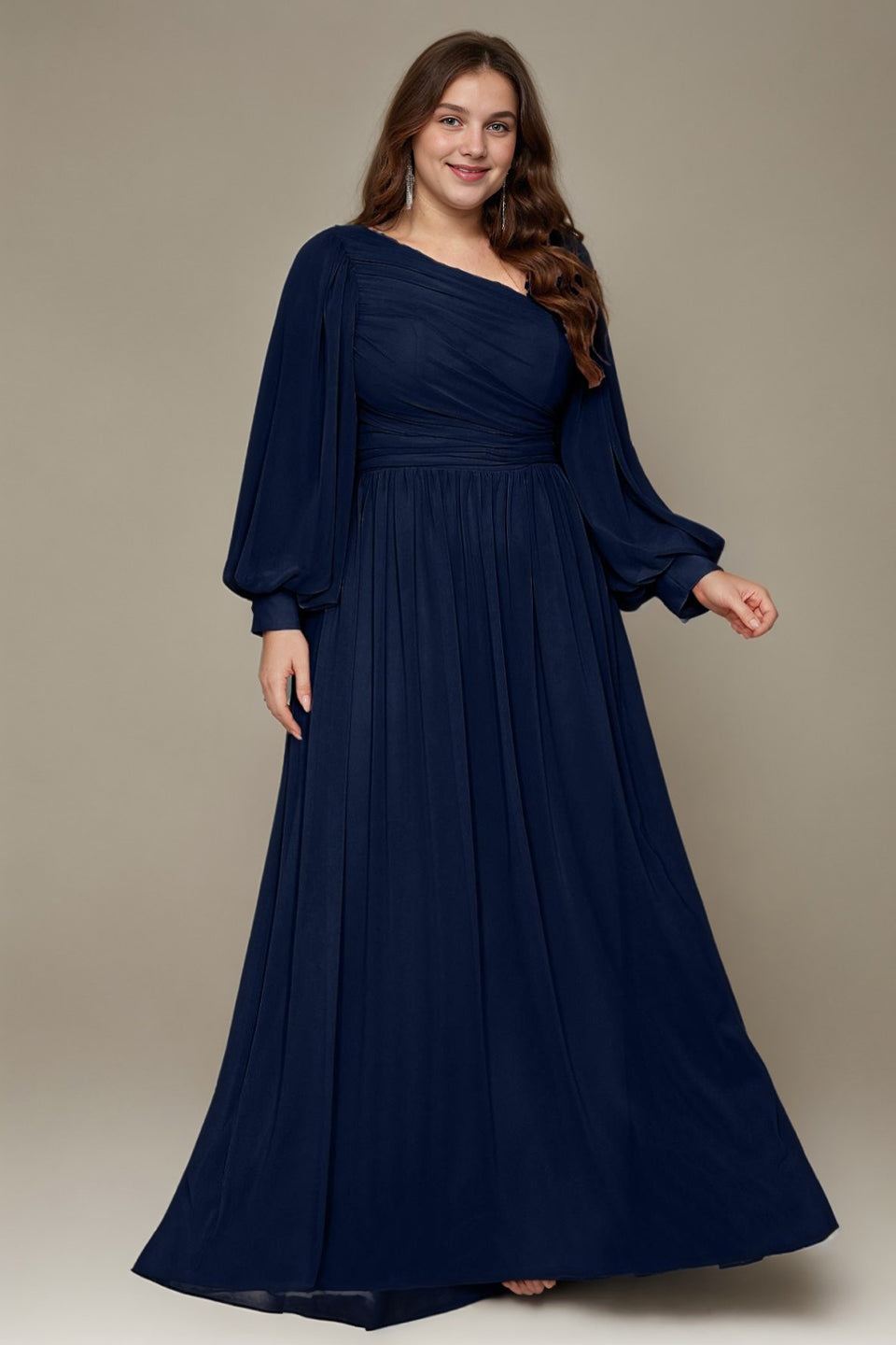 Curveins Plus Size One Shoulder Chiffon 3D Flower Detail Elegant Flowy Maxi Dress 26/4X / Black