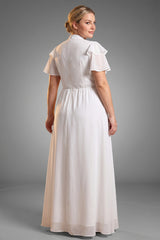 Curveins Plus Size Stand Collar Flare Sleeve Flowing A-Line Maxi Dress