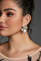 Curveins Chic Asymmetrical Floral Metal Earrings