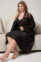 Curveins Plus Size Hollow Back Floral Satin Jacket, Elegant Chic Lightweight Outerwear