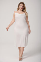 Curveins Plus Size Satin Cowl Neck Spaghetti Strap Loose Fit Sleep Dress