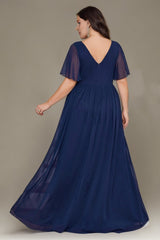 Curveins Plus Size V-Neck Batwing Sleeve Waist-Defined Sequin Patchwork Dress