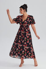 Curveins Plus Size Random Floral Printed Maxi Dress