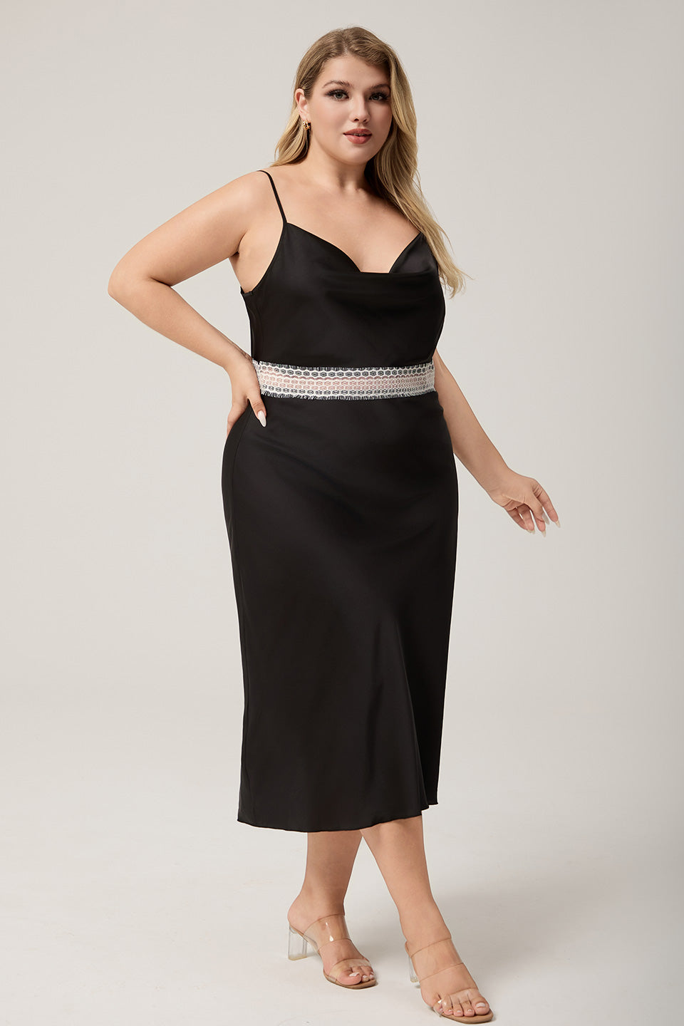 Curveins Plus Size Cami Nightdress with Waist Cut-Out Detail, Flirty White Summer Sleepwear