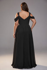 Curveins Plus Size Sleeveless V Neck Ruched Waist Flowing Elegant Maxi Dress