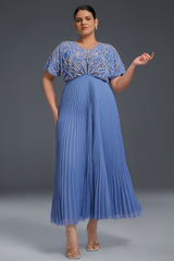 Curveins Plus Size V-Neck Sequin Glitter High-Low Maxi Dress