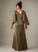 Curveins Plus Size Long Sleeve Side Slit Slim Fit Maxi Dress
