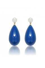 Curveins Blue Tear-Shaped Stud Earrings