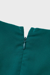 Curveins Plus Size Crew Neck Long Sleeve Pleated Midi Dress