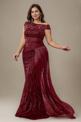 Curveins Plus Size One Shoulder Sleeveless Embroidered Sequin Patchwork Bodycon Maxi Dress