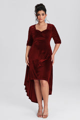 Curveins Plus Size Asymmetric Hem Velvet Maxi Dress With Sequin
