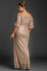 Curveins Plus Size Off-Shoulder Sequin Maxi Dress