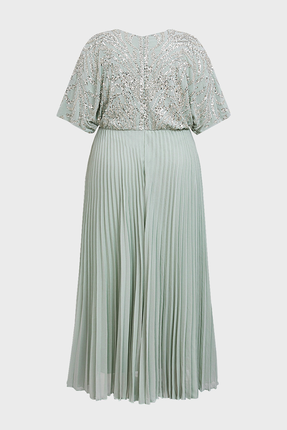 Curveins Plus Size V-Neck Sequin Glitter High-Low Maxi Dress