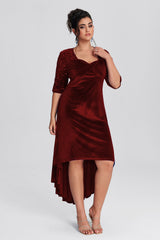 Curveins Plus Size Asymmetric Hem Velvet Maxi Dress With Sequin