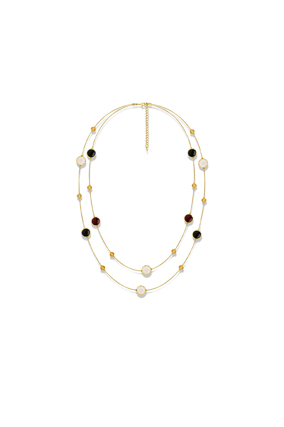 Curveinse Vintage Black Red Layered Long Statement Necklace