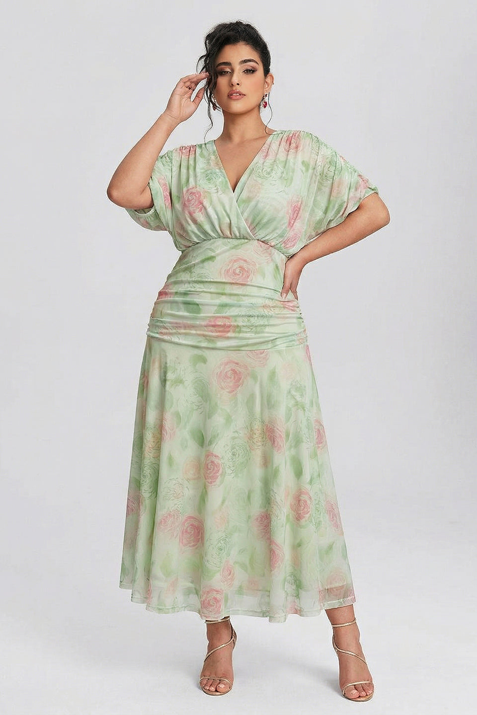 knee length dresses for ladies Katalina Plus Size Purple Floral Formal Dress– Hello Curve