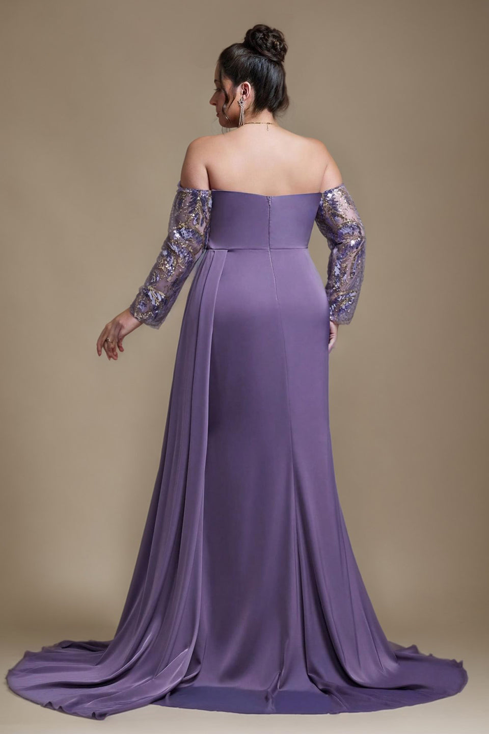 Curveins Plus Size Strapless Off-Shoulder Floral Patchwork Slit Maxi Dress