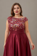 Curveins Plus Size Round Neck Sleeveless Floral Embroidered Maxi Dress