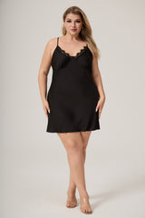 Curveins Plus Size Lace Front Crisscross Back Cami Sleep Top, Sexy Chic Loungewear