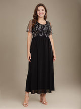Curveins Plus Size V Neck Striped Maxi Dress With Fringe Batwing Sleeves