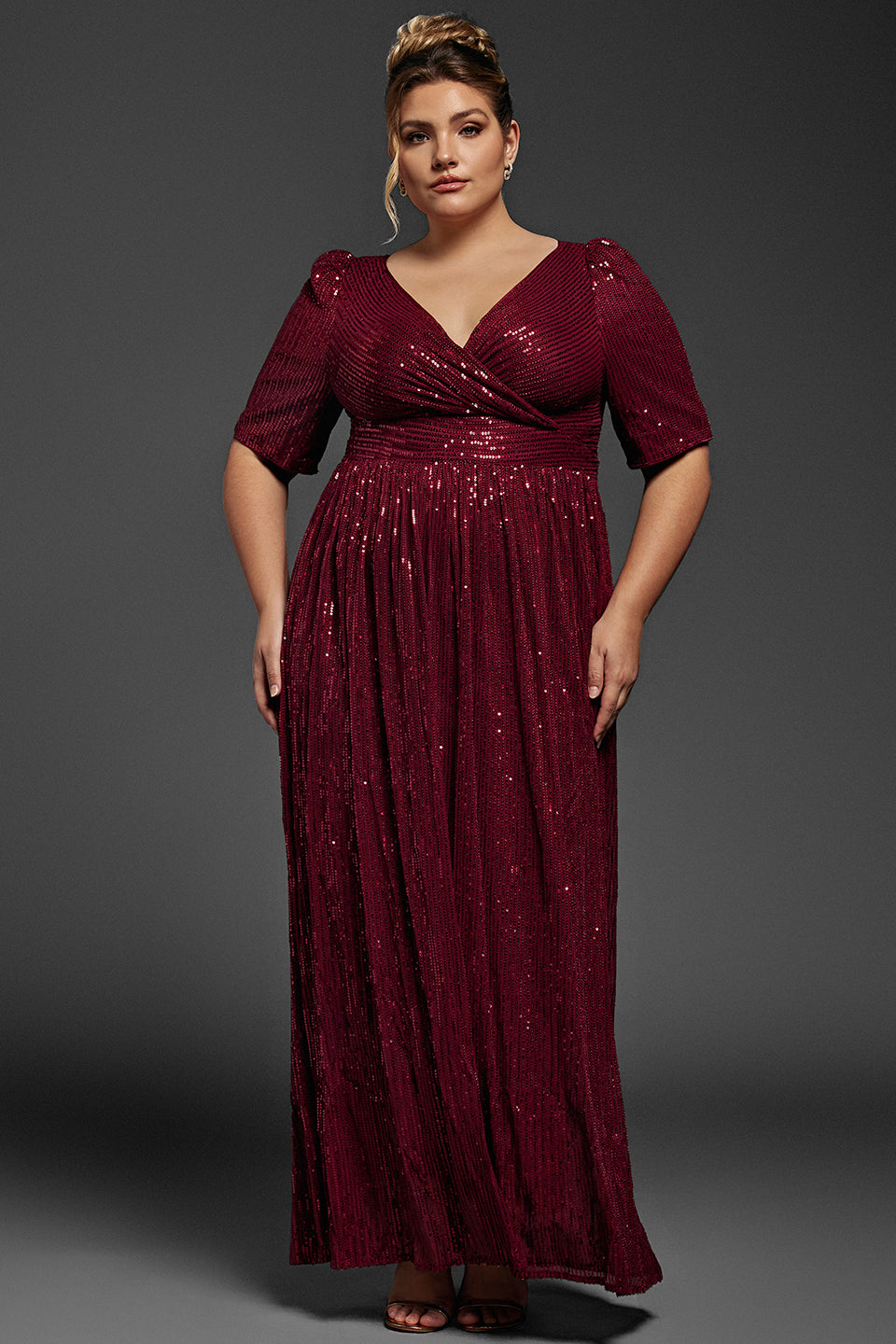 Curveins Plus Size Surplice Sequin Maxi Dress