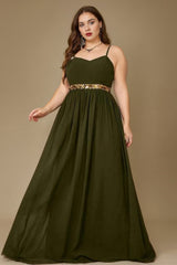 Curveins Plus Size V Neck Ruched Waist Maxi Dress with Cape Sleeve