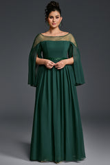 Curveins Plus Size Round Neck Long Sleeve Cinched Waist Maxi Dress