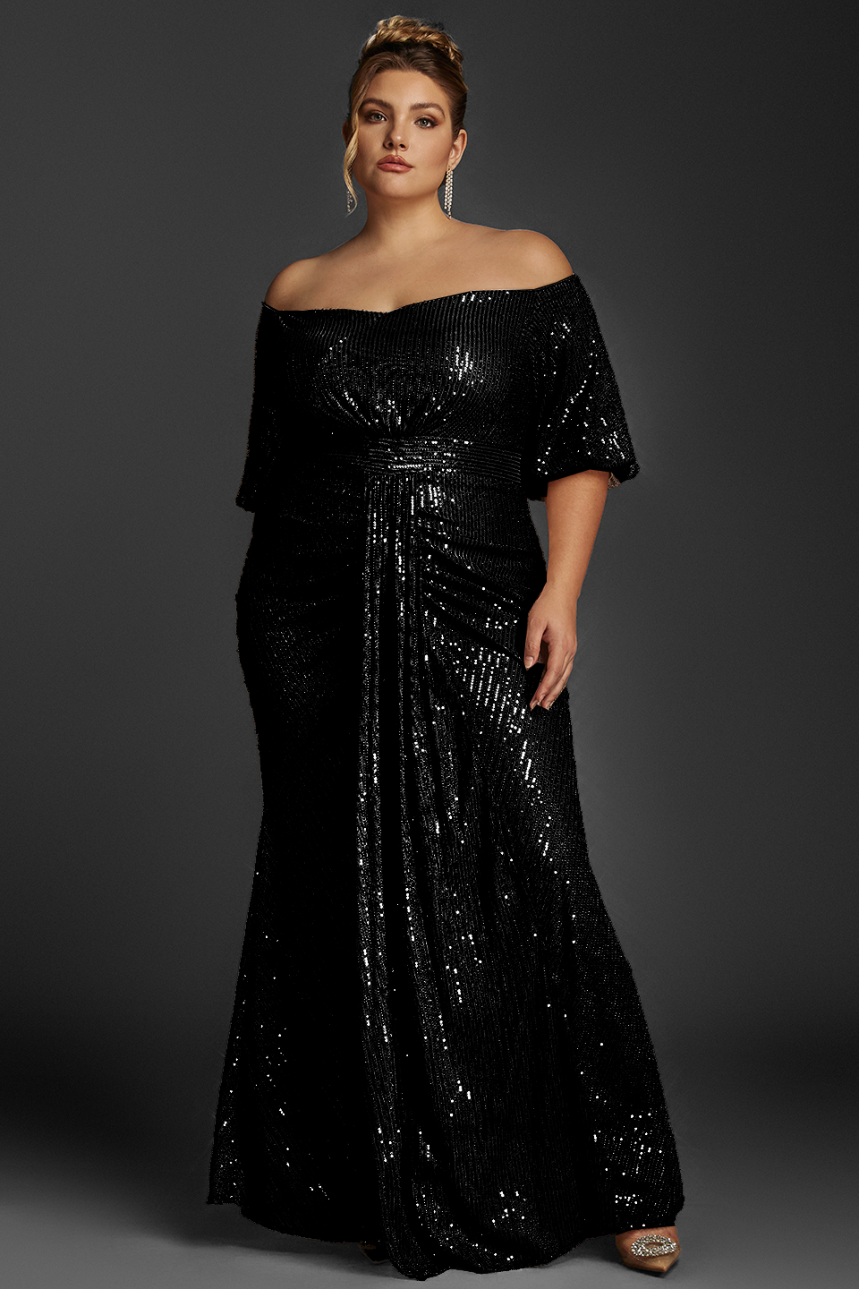 Curveins Plus Size Off-Shoulder Sequin Maxi Dress