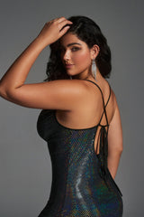 Curveins Plus Size Dazzling Sequin Strappy Sexy Bodycon Dress