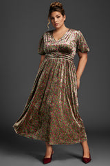 Curveins Plus Size Velvet Plain Maxi Dress