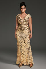 Curveins Plus Size One-Shoulder Side Slit and Waist Cinch Maxi Dress