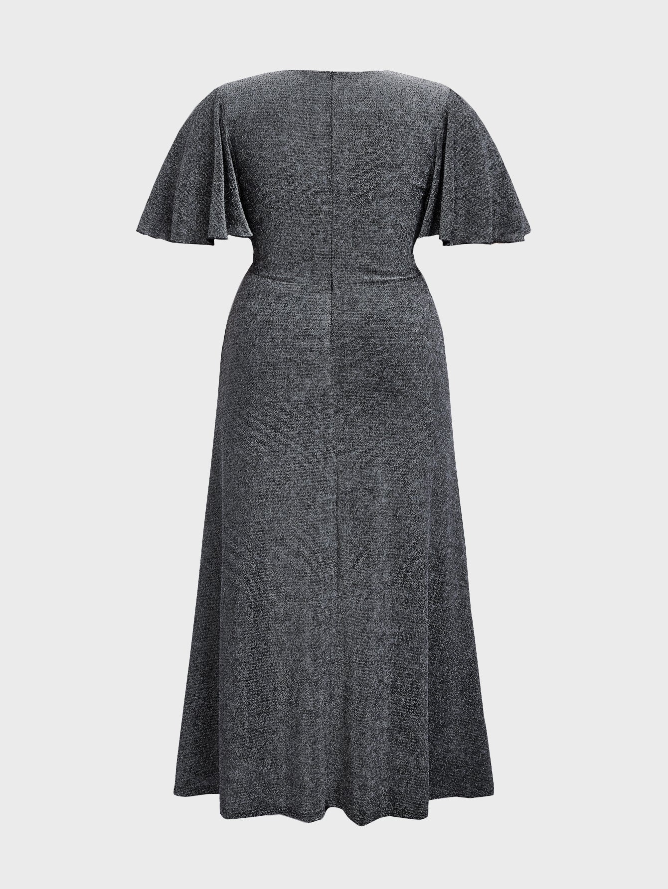 Curveins Plus Size V-Neck Ruffle Sleeve Maxi Dress